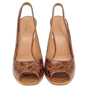 Alaïa Open Toe High Heels in Animal Print Leather